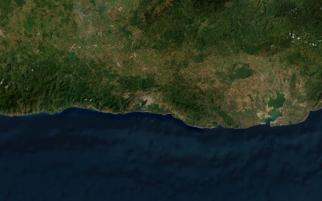 Satellite view of Santiago de Cuba province, Cuba