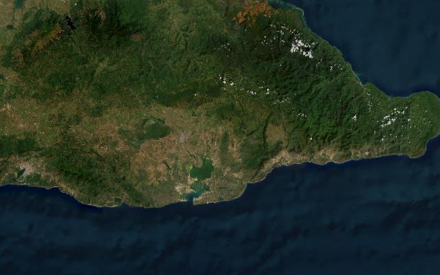 Satellite view of Guantánamo province, Cuba