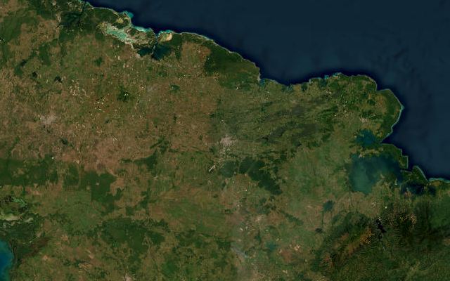 Satellite view of Holguín province, Cuba