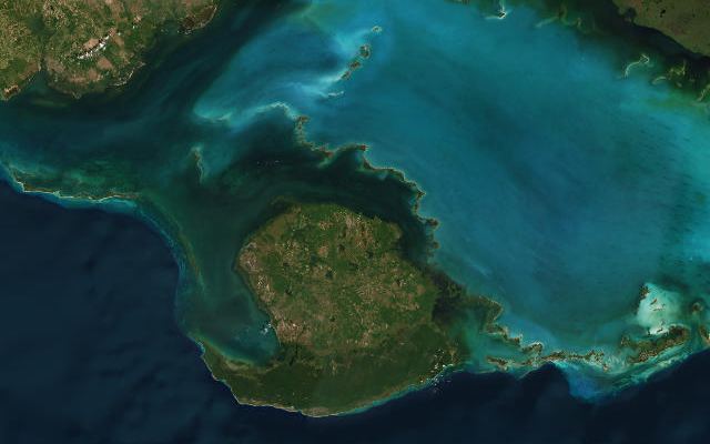 Satellite view of Isla de la Juventud province, Cuba