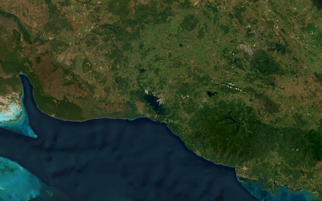 Satellite view of Cienfuegos province, Cuba