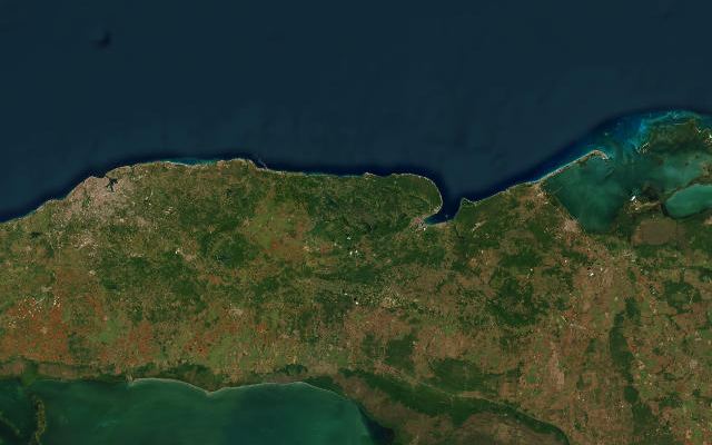 Satellite view of Matanzas province, Cuba